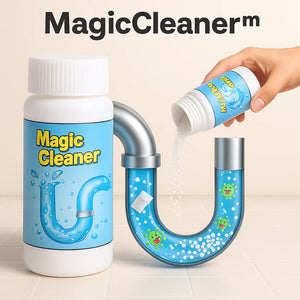 MagicCleaner™ powerful drain unclogging powder being poured into pipe.
